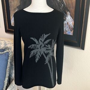 Like New Tommy Bahama Black Gray Cashmere Palm Tree Detail Size XS/S